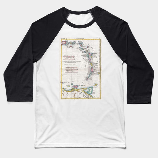 Vintage Map of The Antilles Islands (1780) Baseball T-Shirt by Bravuramedia